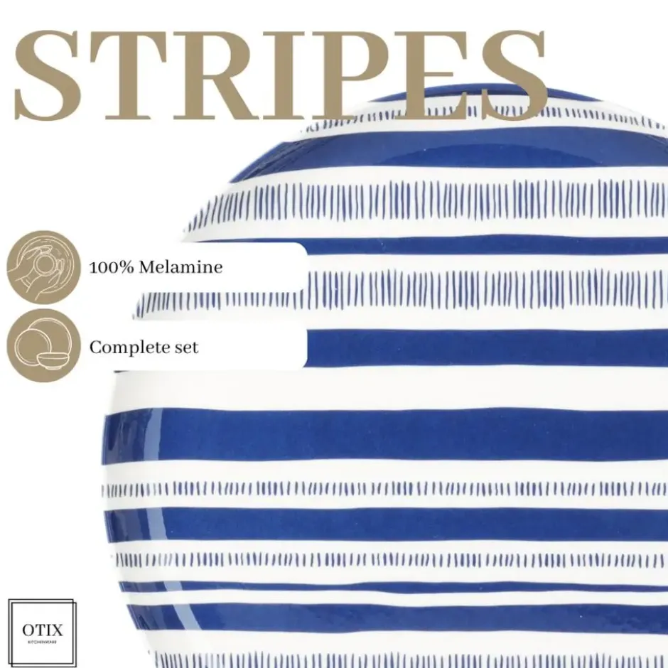 OTIX Serviessets 12 Delig Stripes - Blauw