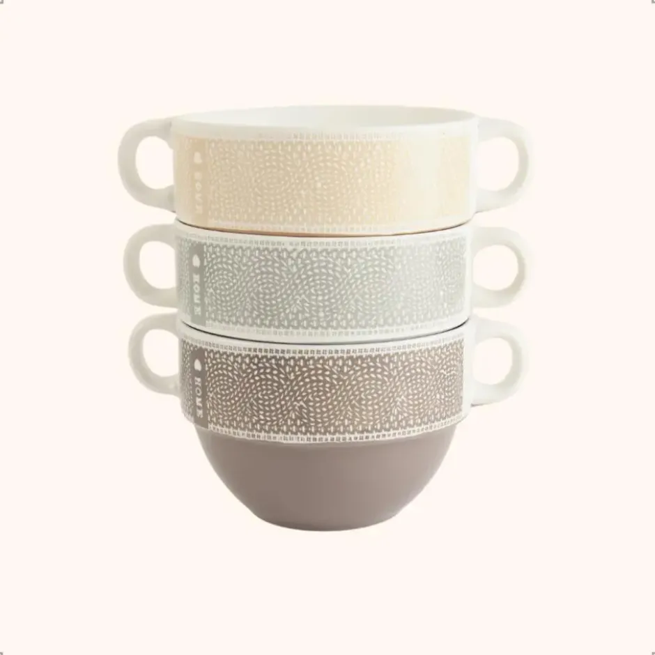 OTIX Soepkommen met Oor Set van 6 Stuks Soeptassen 500 ml Diverse kleuren