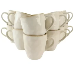 OTIX Theemokken Koffiekopjes met oor set van 12 Beige Keramiek MAPLE