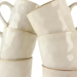 OTIX Theemokken Koffiekopjes met oor set van 12 Beige Keramiek MAPLE