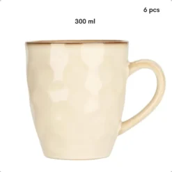 OTIX Theemokken Koffiekopjes met oor set van 6 Beige Keramiek MAPLE