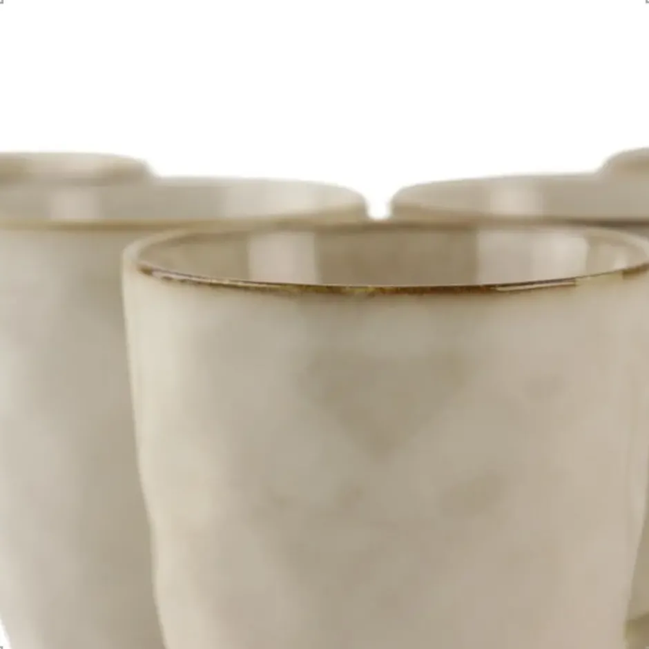 OTIX Theemokken Koffiekopjes met oor set van 6 Beige Keramiek MAPLE