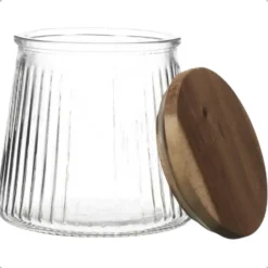 OTIX Voorraadpotten Glas Deksel Snoeppotten Set van 3 Acacia 650ml