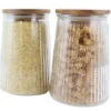 OTIX Voorraadpotten Glas Deksel Snoeppotten Set van 2 Acacia 950ml
