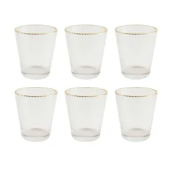 OTIX Waterglazen Set van 6 Stapelbaar 350 ml Met gouden rand Reliëf Ribbel