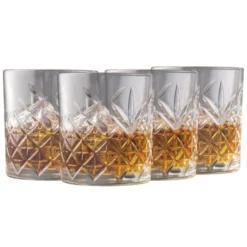 OTIX Whiskey Glazen Set van 4 Kristal Stijlvol 230 ml Dik glas Stevig Sierlijk