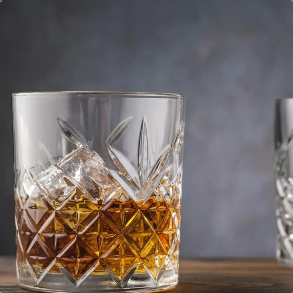 OTIX Whiskey Glazen Set van 4 Kristal Stijlvol 230 ml Dik glas Stevig Sierlijk