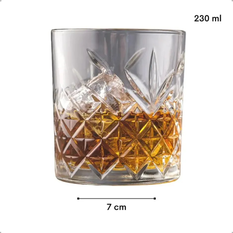 OTIX Whiskey Glazen Set van 4 Kristal Stijlvol 230 ml Dik glas Stevig Sierlijk