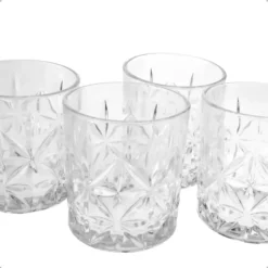 OTIX Whiskey Glazen Set van 4 Kristal Stijlvol 230 ml Dik glas Stevig Sierlijk