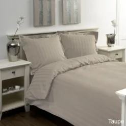 Papillon dekbedovertrek Satijn Streep - 240x200/220 cm - Taupe