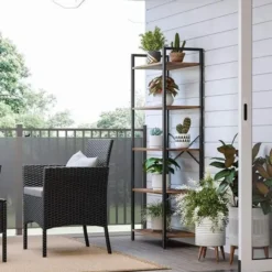 Para Home Boekenkast met stalen frame bruin en zwart