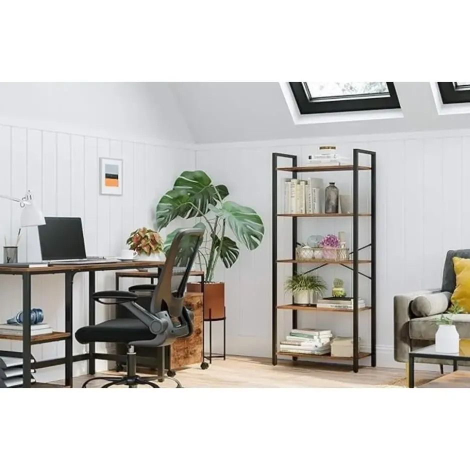 Para Home Boekenkast met stalen frame bruin en zwart