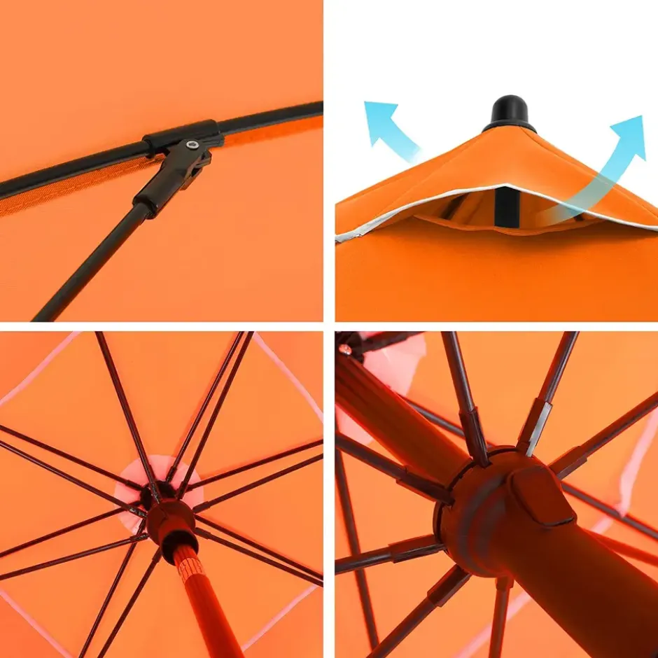 Parasol 180 cm diameter, rond / achthoekige strandparasol kantelbaar- oranje