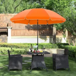 Parasol 180 cm diameter, rond / achthoekige strandparasol kantelbaar- oranje
