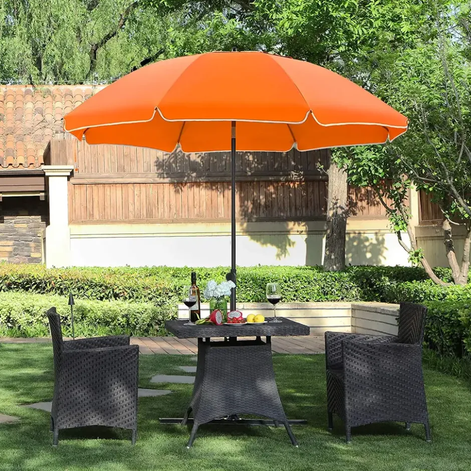 Parasol 180 cm diameter, rond / achthoekige strandparasol kantelbaar- oranje