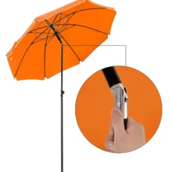 Parasol 180 cm diameter, rond / achthoekige strandparasol kantelbaar- oranje
