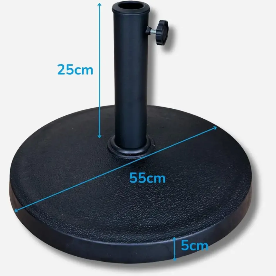 Parasolvoet rond - massief beton - 19kg