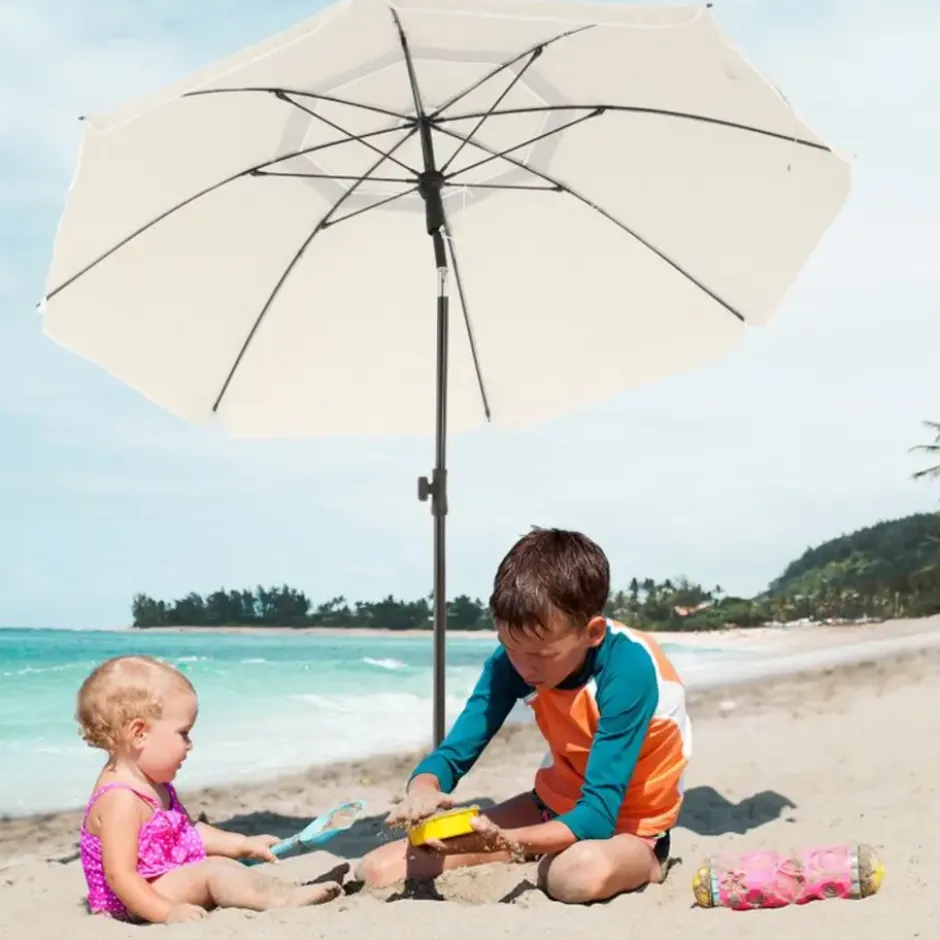 Parya Garden - Strandparasol, Ø 160 cm - Grijs