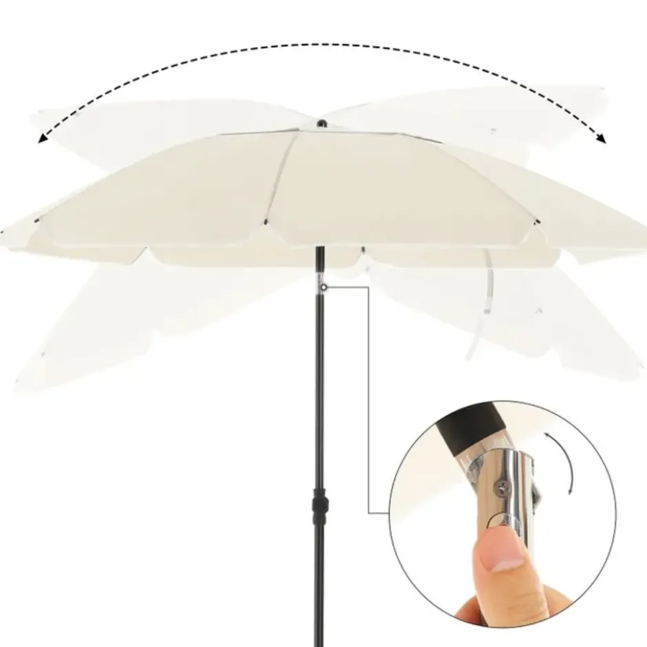 Parya Garden - Strandparasol, Ø 160 cm - Grijs