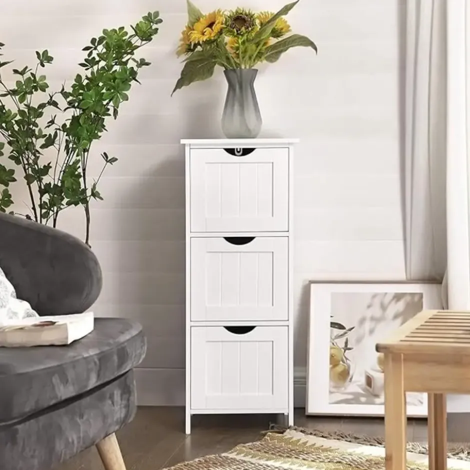 Parya Home Badkamerkast, badkamerkast, zijkast met 4 laden