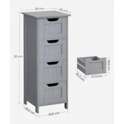 Parya Home Badkamerkast, badkamerkast, zijkast met 4 laden