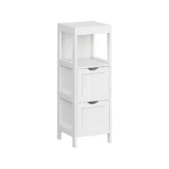 Parya Home - Badkamerkast - Medicijnkast - 2 Lades - 1 Open vlak - Hout - Wit
