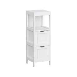 Parya Home - Badkamerkast - Medicijnkast - 2 Lades - 1 Open vlak - Hout - Wit