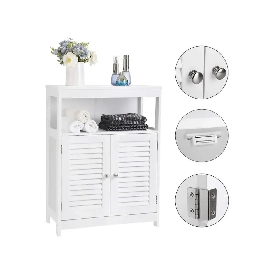 Parya Home - Badkamerkast - Vrijstaande Kast - 2 Deuren - Hout - Wit
