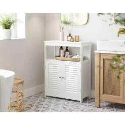 Parya Home - Badkamerkast - Vrijstaande Kast - 2 Deuren - Hout - Wit