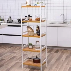 Parya Home - Bamboe Badkamerrek - Rek 5-etage's - Naturel - Wit