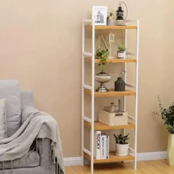 Parya Home - Bamboe Badkamerrek - Rek 5-etage's - Naturel - Wit