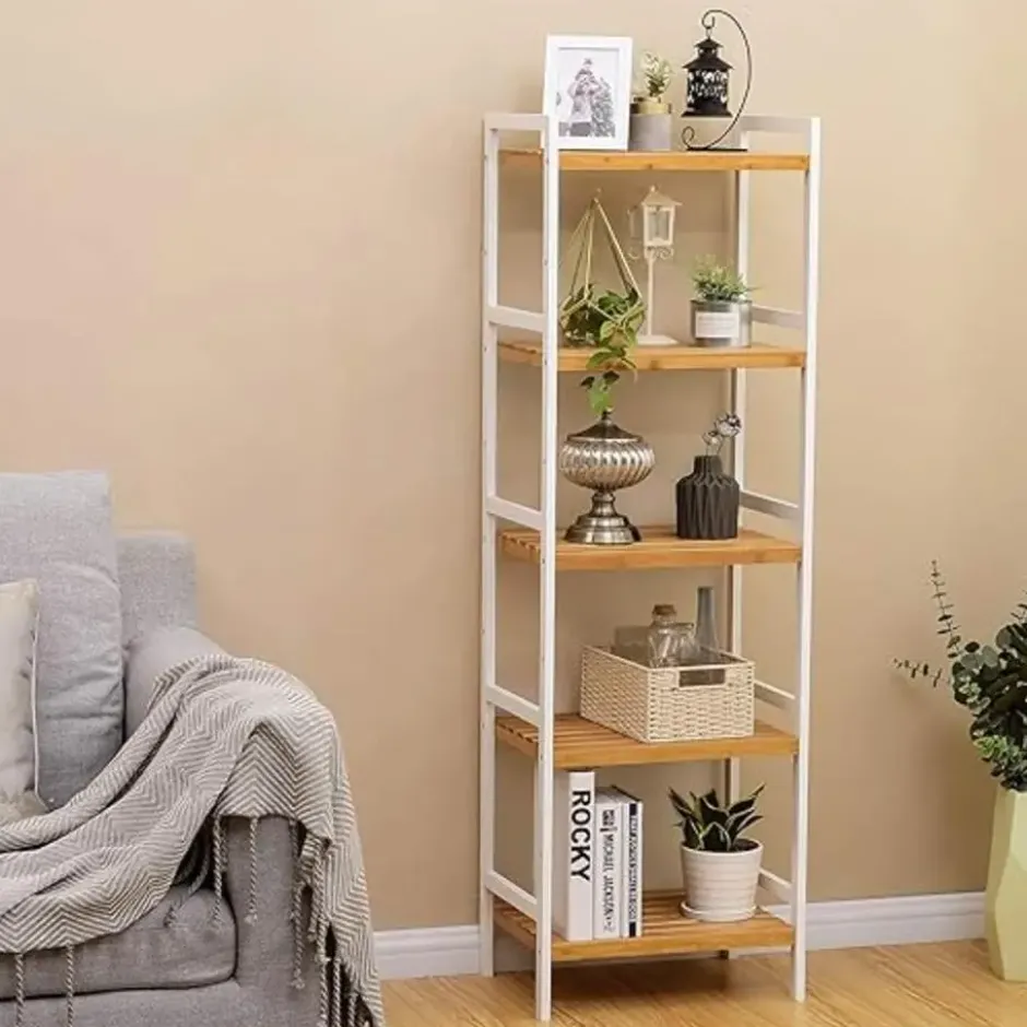 Parya Home - Bamboe Badkamerrek - Rek 5-etage's - Naturel - Wit