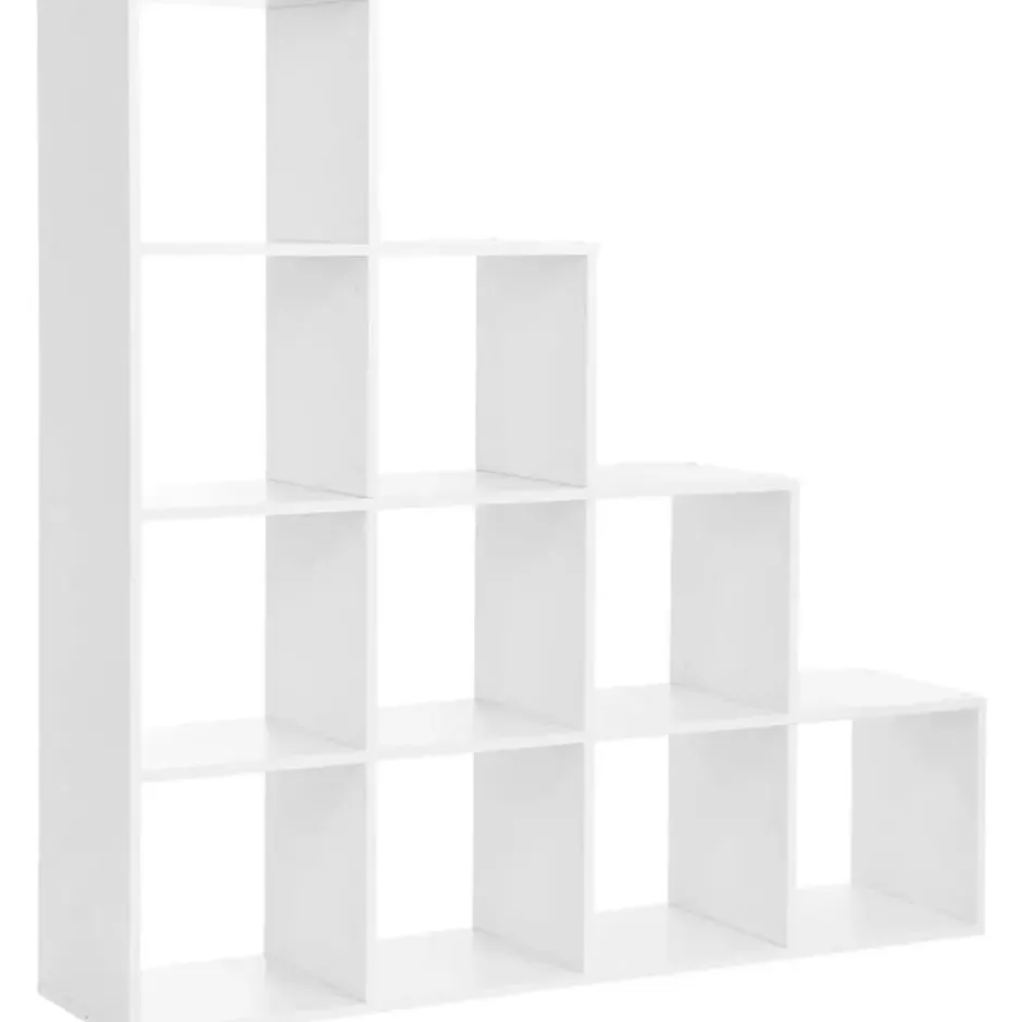 Parya Home Boekenkast, trappen, 10 kubusvakken, wit
