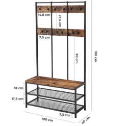 Parya Home - Garderoberek 3-in-1 - incl. kapstok, schoenenrek en bank