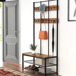 Parya Home - Garderoberek 3-in-1 - incl. kapstok, schoenenrek en bank