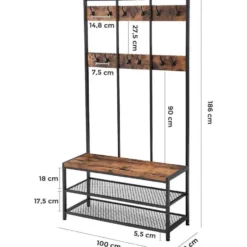 Parya Home - Garderoberek 3-in-1 - incl. kapstok, schoenenrek en bank