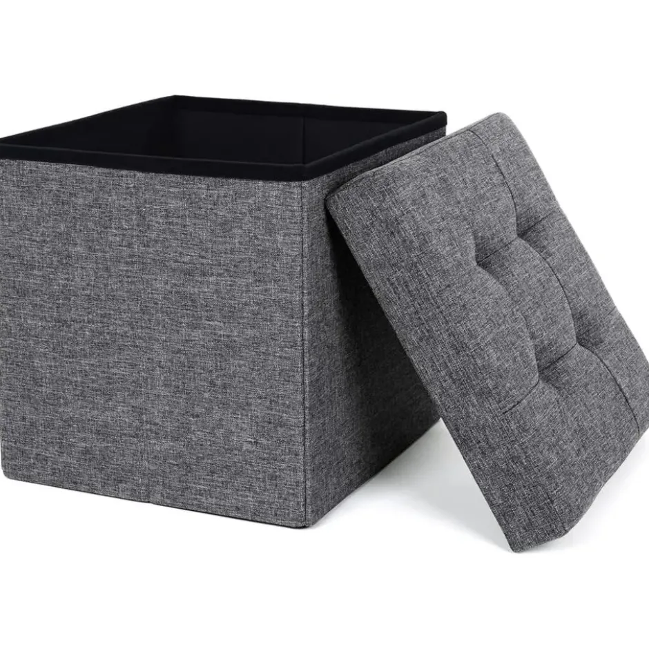 Parya Home - Grijze Poef - Hocker - Donkergrijs