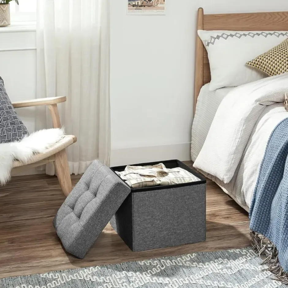 Parya Home - Grijze Poef - Hocker - Donkergrijs