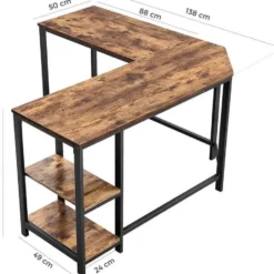 Parya Home - Hoekbureau - 138 x 50 x 75 cm - Metaal - Bruin
