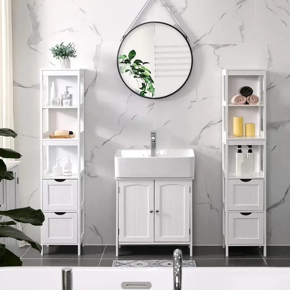 Parya Home - Hoge Badkamerkast - Hout - Wit