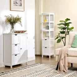 Parya Home - Hoge Badkamerkast - Hout - Wit