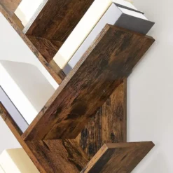 Parya Home - Houten Boekenkast - 8 niveaus - Vintage - Staande Plank - Bruin