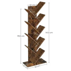 Parya Home - Houten Boekenkast - 8 niveaus - Vintage - Staande Plank - Bruin