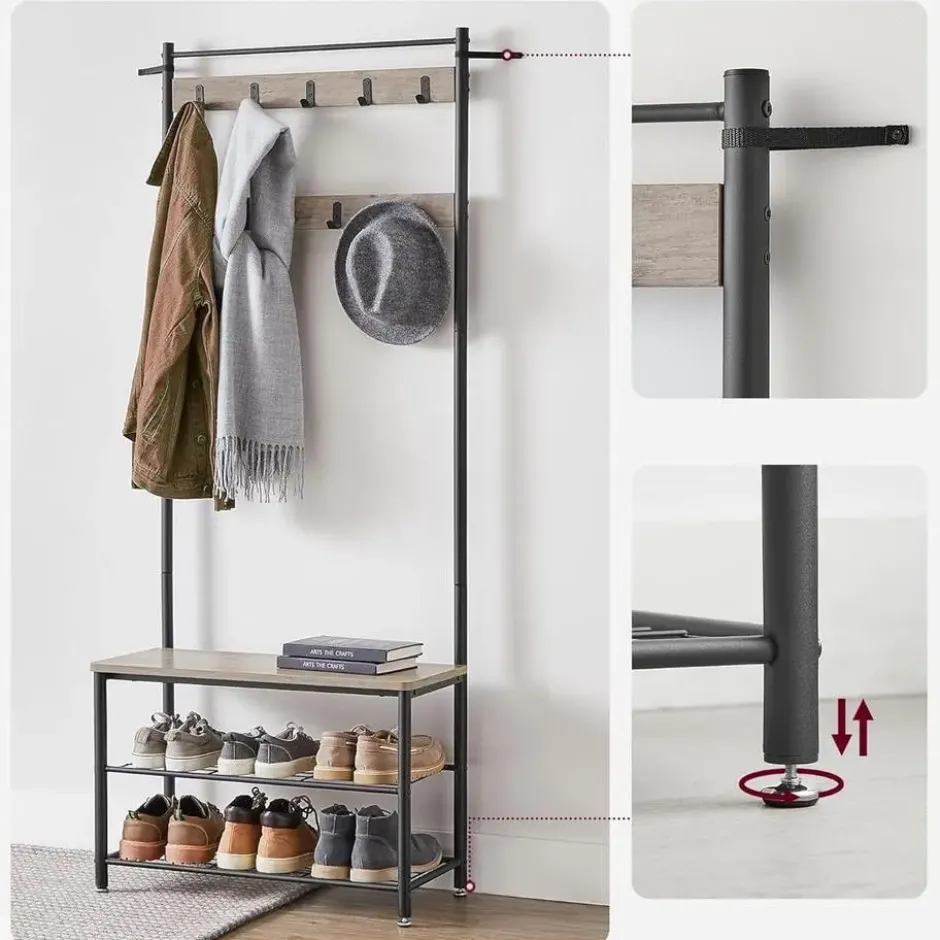 Parya Home 3-in-1 Kapstok met Schoenenrek – Entreekast met bankje