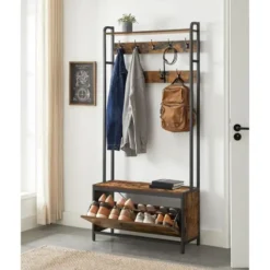 Parya home Kapstok met schoenenkast en bank - vintage bruin zwart