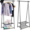 Parya Home - Kledingrek met Schoenenrek in Metaal - 155x87.5cm - Zwart