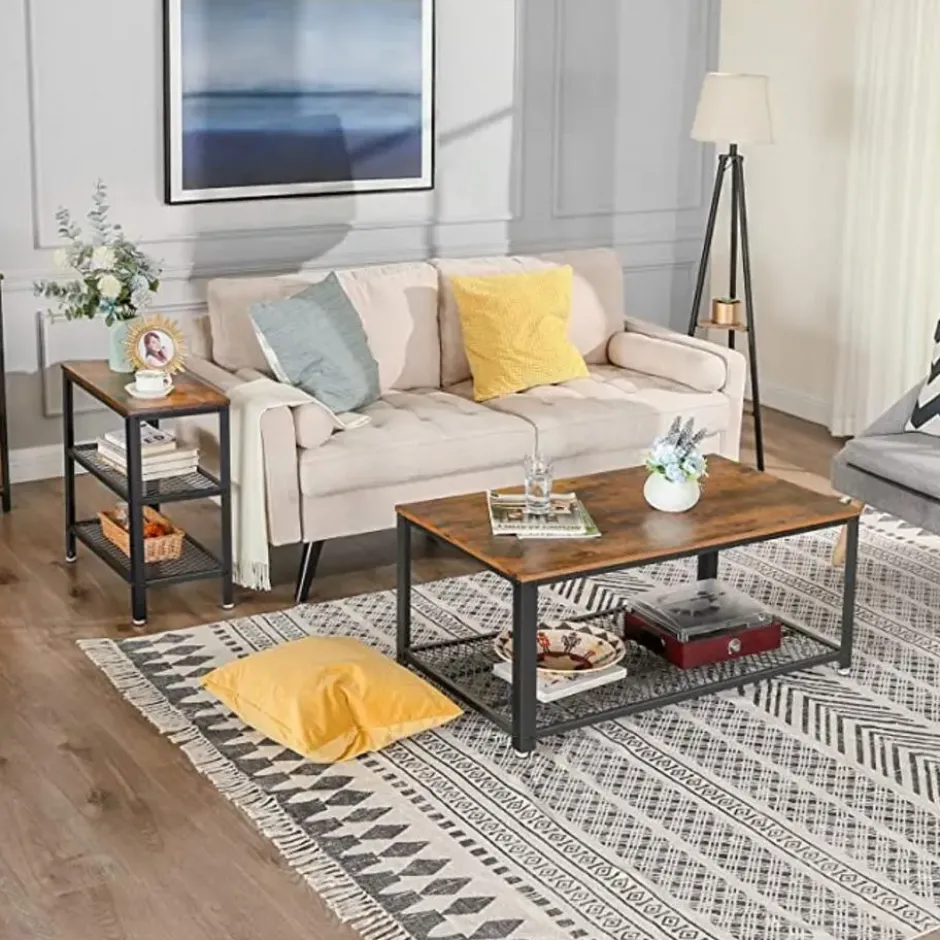 Parya Home - Kleine Houten Bijzettafel - Bruin & Zwart