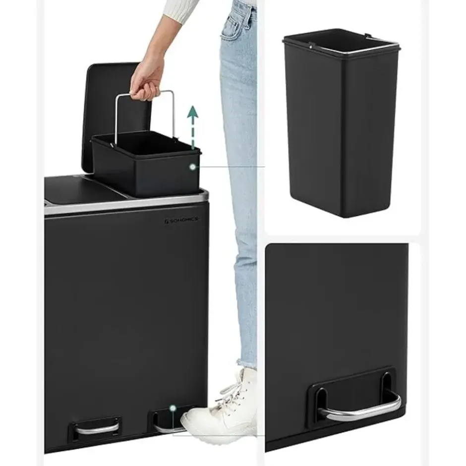 Parya Home 54L Prullenbak zwart