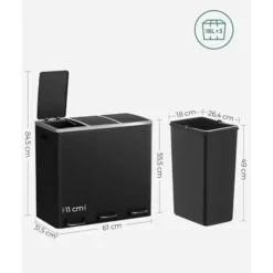 Parya Home 54L Prullenbak zwart