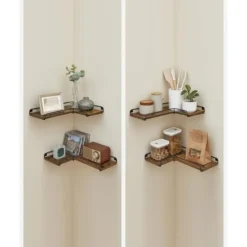 Parya Home L-vormige hoekplank, set van 2, wandplank